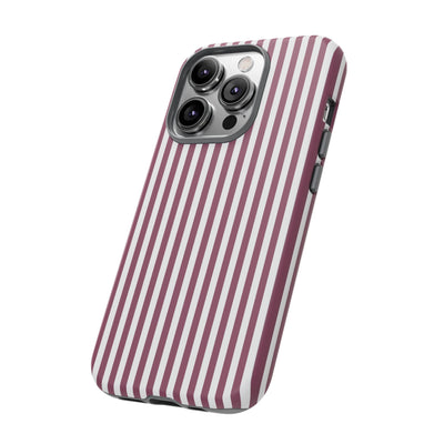 Tough Premium Old Claret Stripes Phone Case Gift for Her - For Apple iPhone 16 Pro Max 16e iPhone 15 Pro iPhone Iphone 14 Plus 13 Pro 12 SE XR - Studio40ParkLane