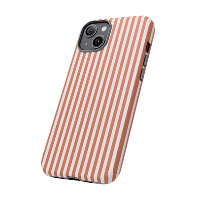 Tough Premium Peach Stripes Phone Case Gift for Her - For Apple iPhone 16 Pro Max 16e iPhone 15 Pro iPhone Iphone 14 Plus 13 Pro 12 SE XR - Studio40ParkLane
