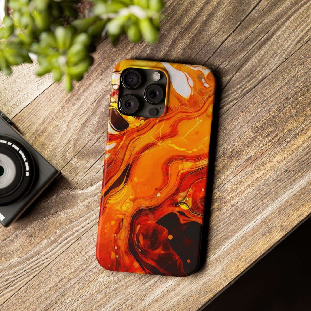 Slim Cute Phone Cases for Iphone - | iPhone 15 Case | iPhone 15 Pro Max Case, Iphone 14 Case, Iphone 14 Pro Max, Iphone 13, Marble Orange Yellow - Studio40ParkLane
