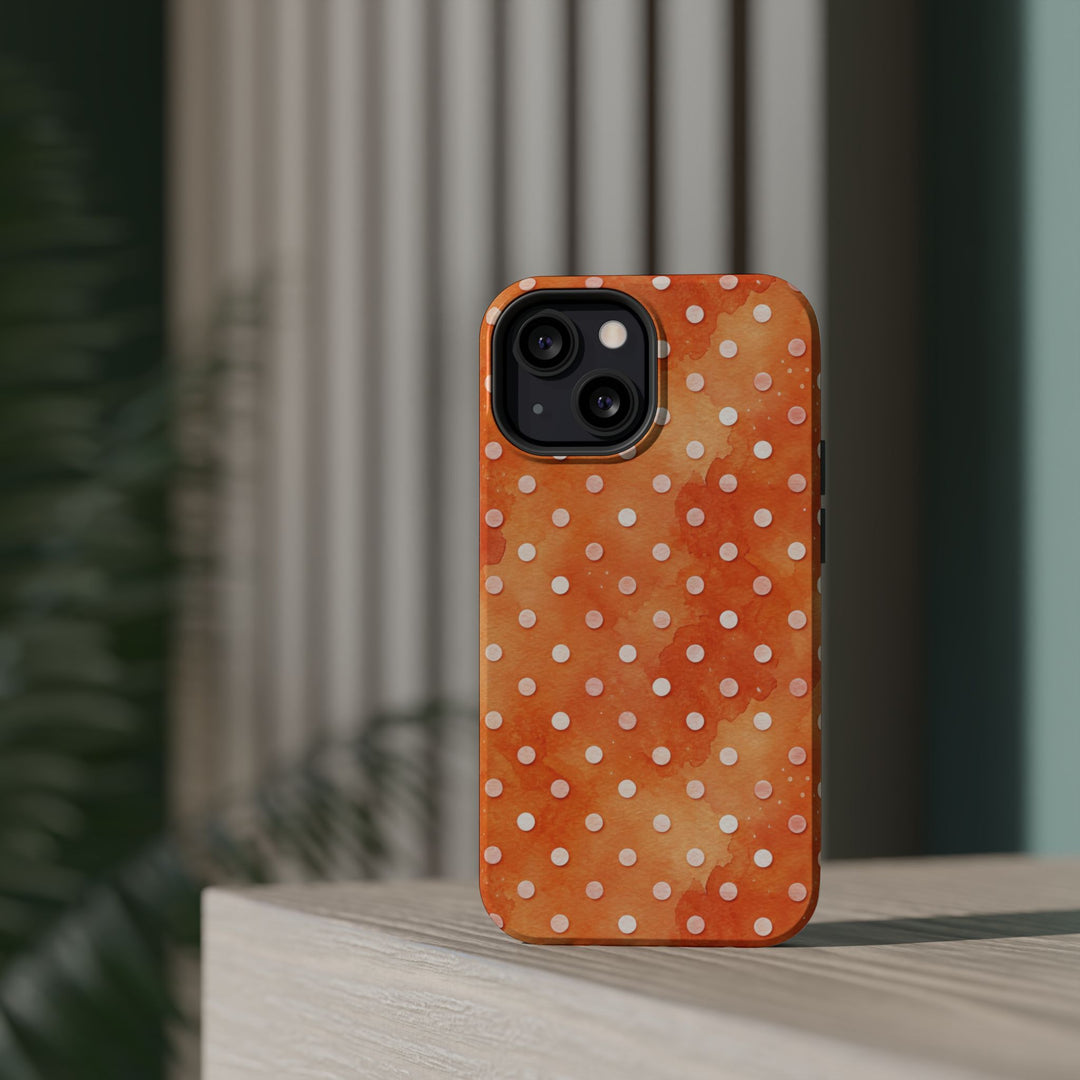 Aesthetic Tough Magsafe Orange Polka Dots Phone Case - For iPhone 17 Pro Max iPhone 16 Pro iPhone 15 Iphone 14 Plus 13 Pro 12 11 10 XR - Studio40ParkLane