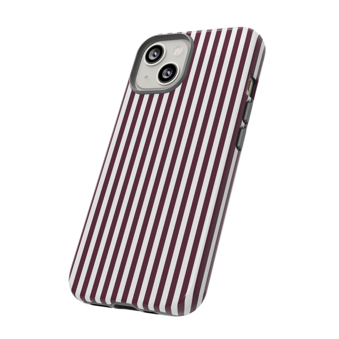 Tough Premium Burgundy Stripes Phone Case Gift for Her - For Apple iPhone 16 Pro Max 16e iPhone 15 Pro iPhone Iphone 14 Plus 13 Pro 12 SE XR - Studio40ParkLane