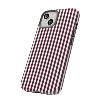 Tough Premium Burgundy Stripes Phone Case Gift for Her - For Apple iPhone 16 Pro Max 16e iPhone 15 Pro iPhone Iphone 14 Plus 13 Pro 12 SE XR - Studio40ParkLane