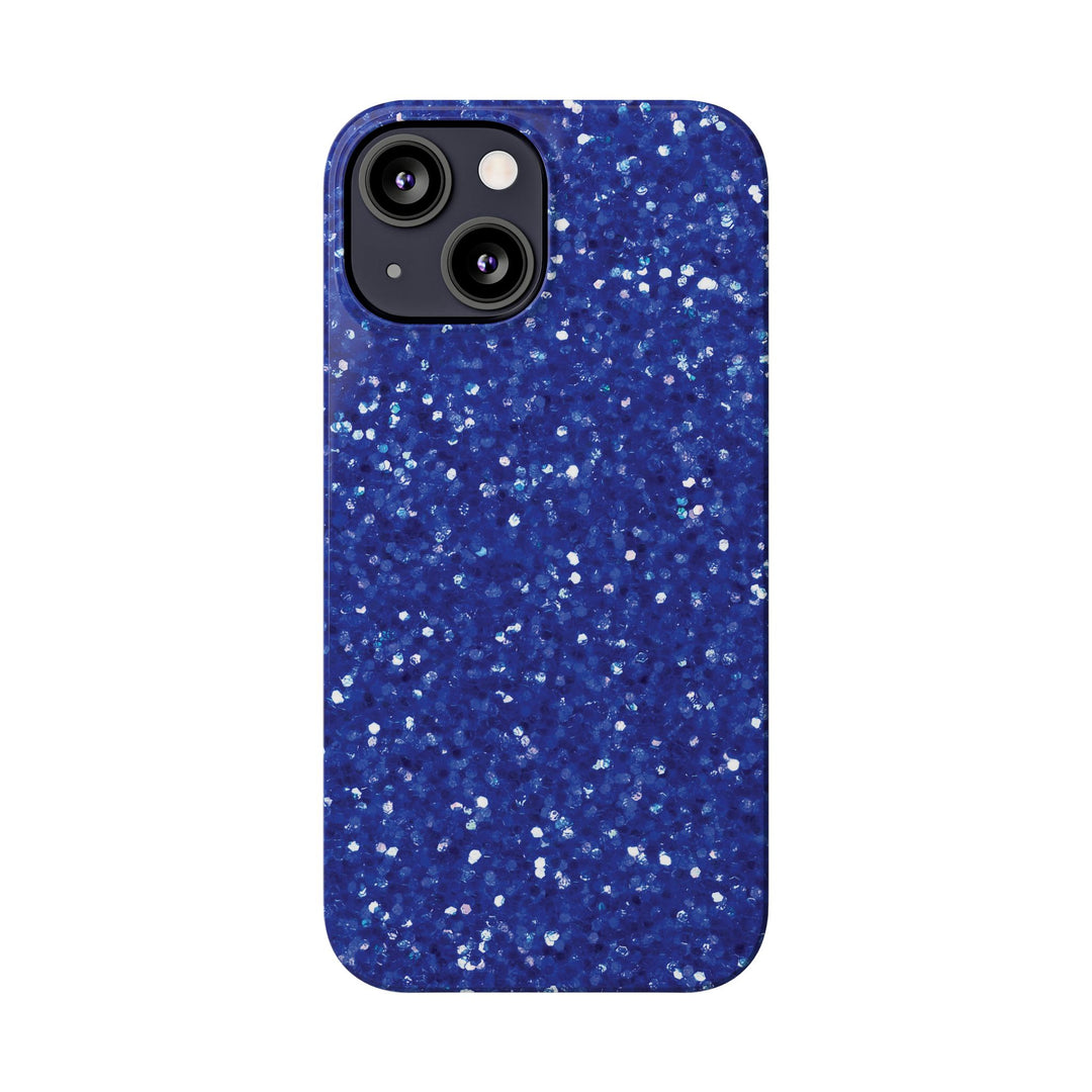 Slim Blue Muted Faux Play on Glitter Effect Cute Phone Cases for Iphone 16 Pro Max | iPhone 15 Case | iPhone 15 Pro Max Case, Iphone 14, Iphone 14 Pro Max, Iphone 13 12 11 8 7 - Studio40ParkLane