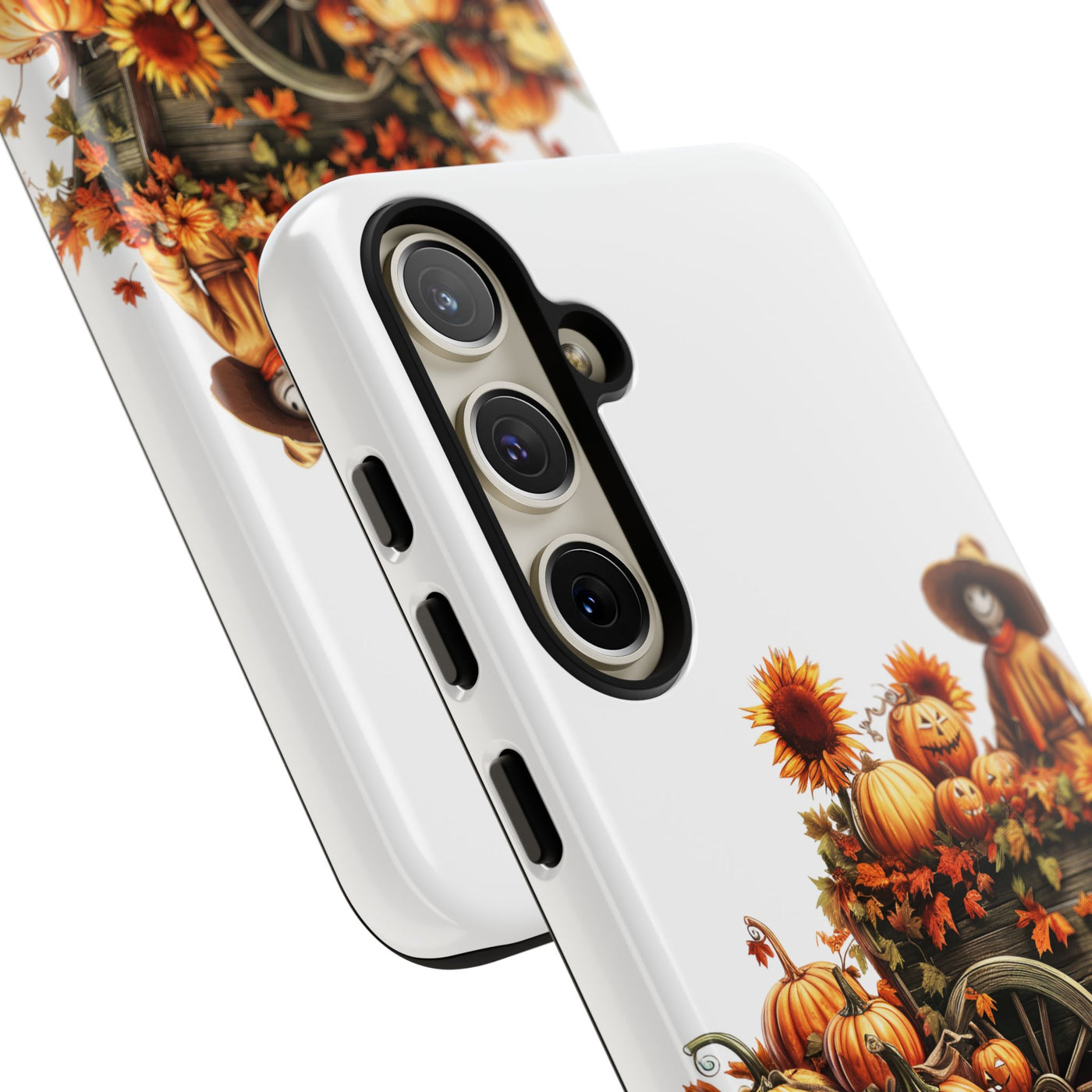 Impact Resistant, Fall Leaves Scarecrow, Cute Phone Cases for Samsung S24, S23, S22, S21, IPhone 15 pro Iphone 14 pro Iphone 13 IPhone 12 Iphone 11