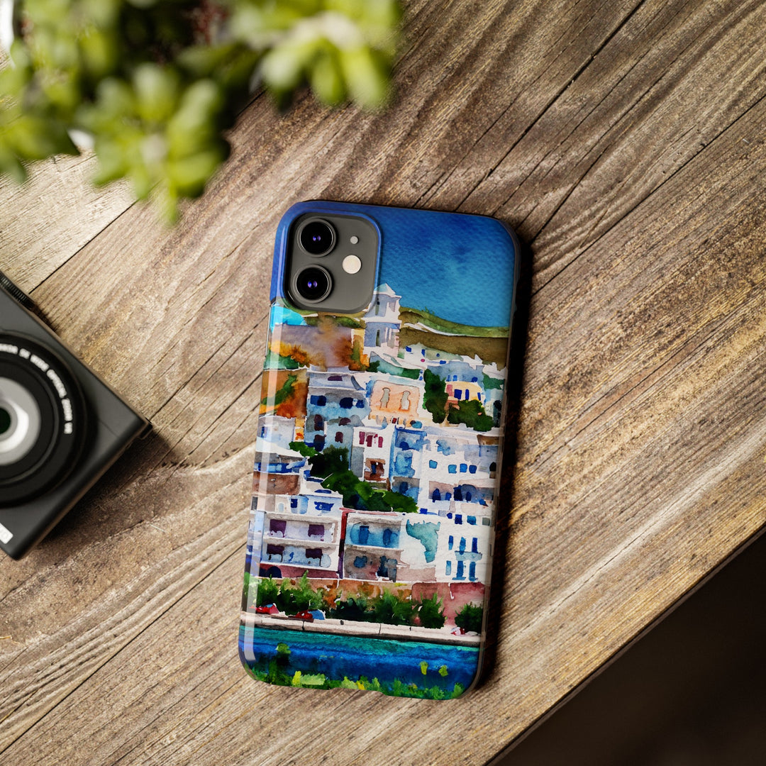 Slim Cute Phone Cases for Iphone | iPhone 15 Case | iPhone 15 Pro Max Case, Iphone 14, Iphone 14 Pro Max, Iphone 13, Colorful Greek House Watercolor - Studio40ParkLane