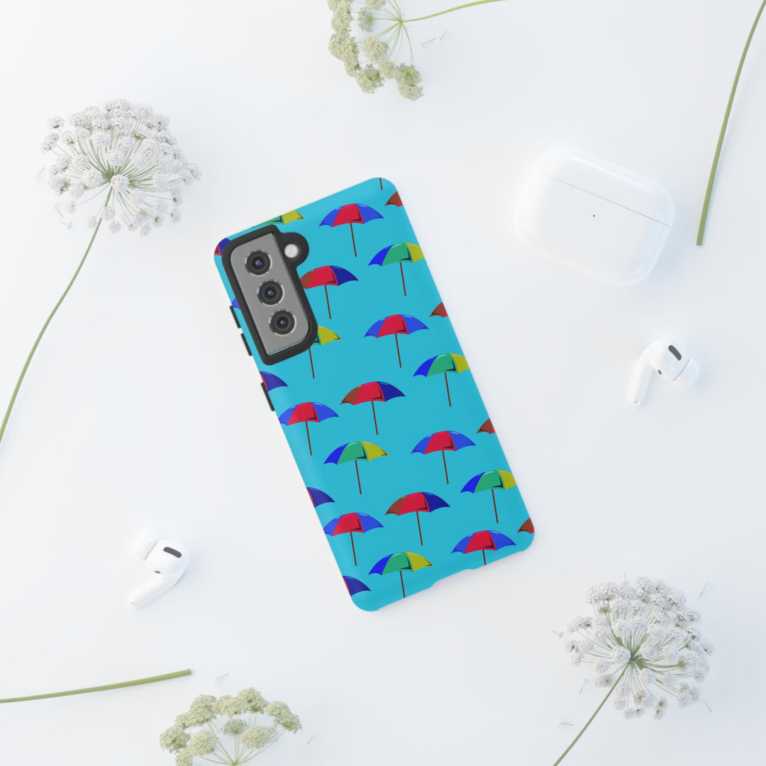 Cute Samsung Phone Case | Aesthetic Samsung Phone Case | Galaxy S23, S22, S21, S20 | Colorful Beach Parasols Blue, Protective Phone Case - Studio40ParkLane