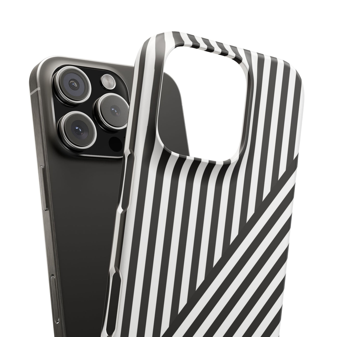 Aesthetic Black White Stripes Cute Phone Case Sleek Snap - For iPhone 17 Pro Max iPhone 16 Pro iPhone 15 Iphone 14 Plus 13 Pro 12 11 10 Gift - Studio40ParkLane