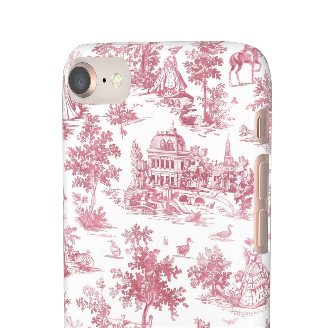 Sleek Snap Pink French Toile Cute Phone Case for iPhone 16 15 14 13 12 11 X Xs Max Xr Pro Plus Samsung Galaxy S24 S23 S22 S21 S20 Note Ultra