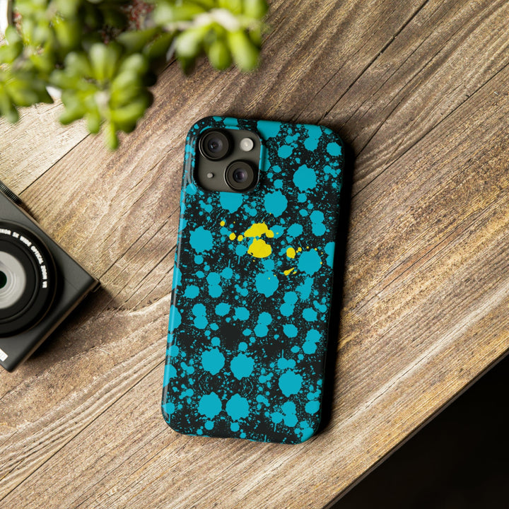 Slim Cute Phone Cases for Iphone - | iPhone 15 Case | iPhone 15 Pro Max Case, Iphone 14 Case, Iphone 14 Pro Max, Iphone 13, Paint Splash Blue Yellow - Studio40ParkLane