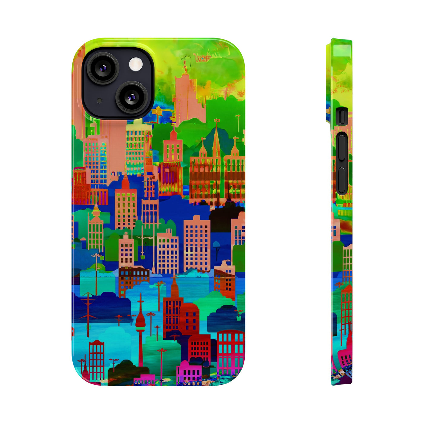 Slim Cute Phone Cases for Iphone - | iPhone 15 Case | iPhone 15 Pro Max Case, Iphone 14 Case, Iphone 14 Pro Max, Iphone 13, Summer City Skyline