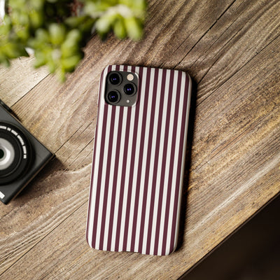 Slim Burgundy Wine Striped Cute Phone Case for Iphone 16 - | iPhone 15 Pro Max Case | iPhone 14 Case Iphone 13 12 11 10 9 8 7 Gift for Her - Studio40ParkLane