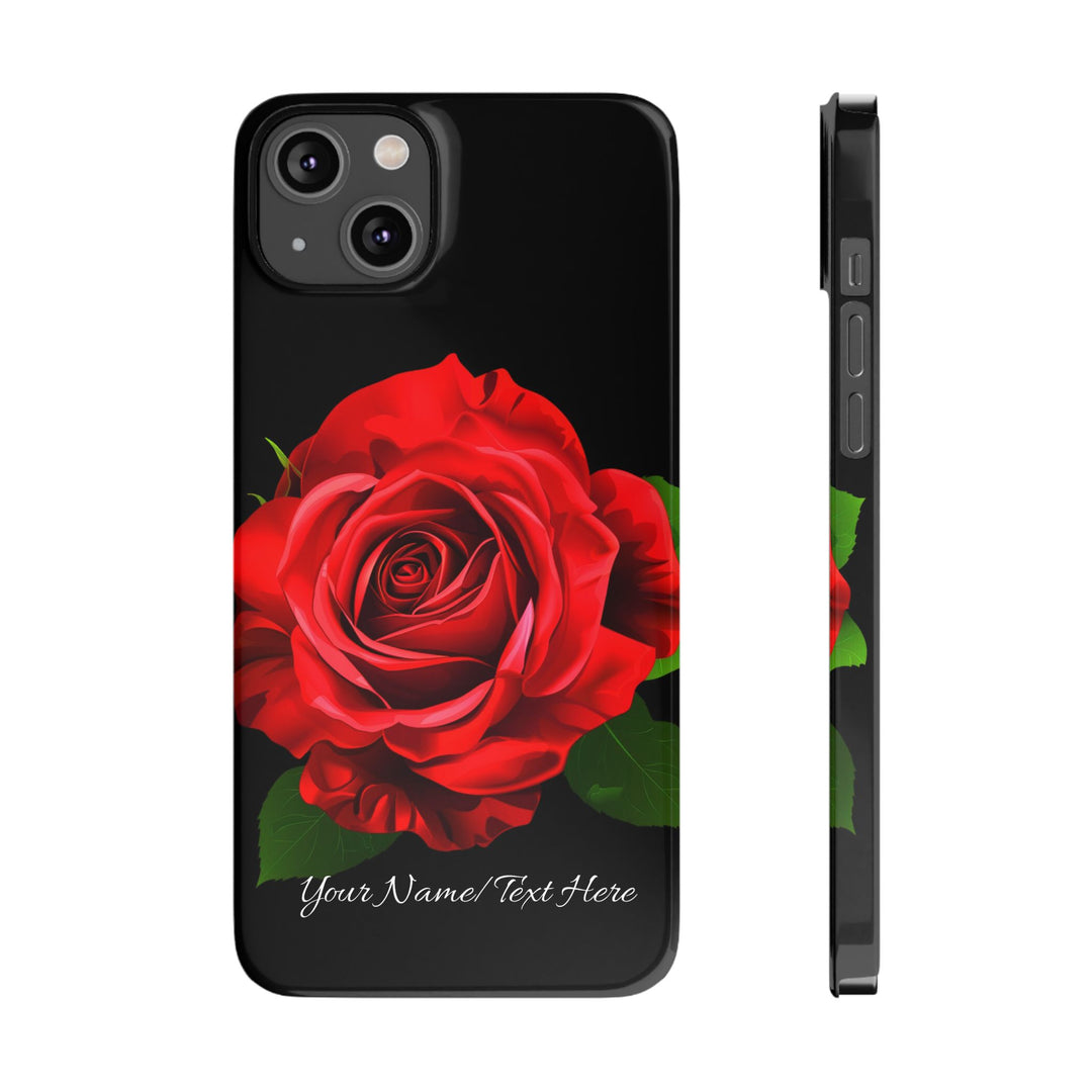 Slim Custom Personalized Red Rose Flowers Gift for Her Cute Phone Cases for Iphone 16 Pro Max | iPhone 15 Case | iPhone 15 Pro Max Case, Iphone 14, Iphone 14 Pro Max, Iphone 13 12 11 8 7 - Studio40ParkLane