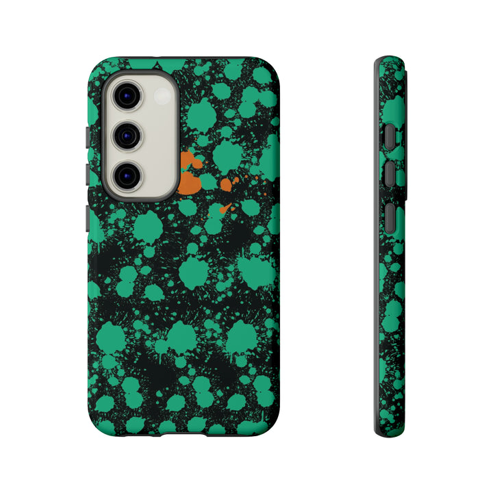Cute Samsung Phone Case | Aesthetic Samsung Phone Case | Paint Splash Green Orange | Galaxy S23, S22, S21, S20 | Luxury Double Layer | Cool - Studio40ParkLane
