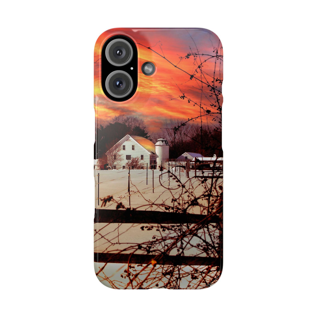 Slim Cute Phone Cases for Iphone - | iPhone 15 Case | iPhone 15 Pro Max Case, Iphone 14 Case, Iphone 14 Pro Max, Iphone 13, New England Winter Sunset - Studio40ParkLane