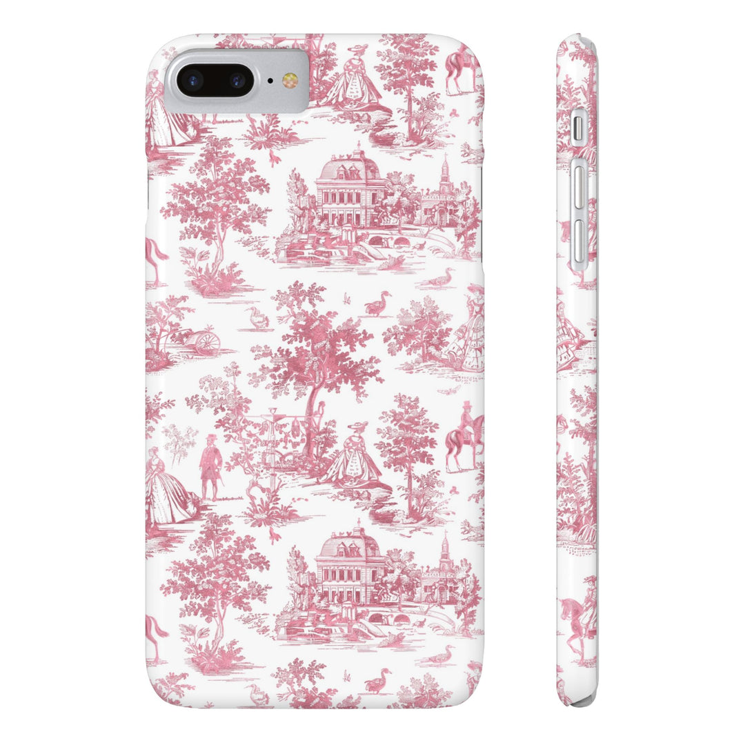 Slim Pink Vintage French Toile Cute Phone Cases for Iphone 16 Pro Max | iPhone 15 Case | iPhone 15 Pro Max Case, Iphone 14, Iphone 14 Pro Max, Iphone 13 12 11 8 7 - Studio40ParkLane