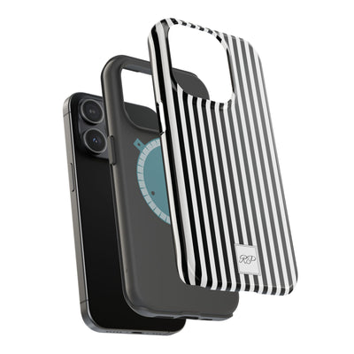 Custom Personalized Black White Striped Magsafe Phone Case for Iphone 17 - | iPhone 16 Pro Max Case | iPhone 15 Case Iphone 14 13 12 11 10 - Studio40ParkLane