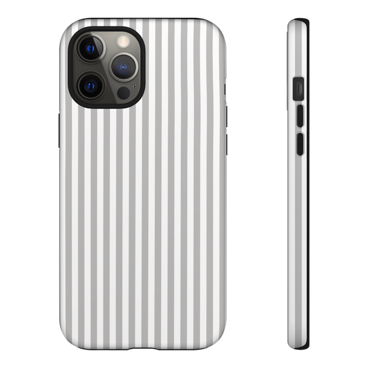 Tough Premium Ash Grey Stripes Phone Case Gift for Her - For Apple iPhone 16 Pro Max 16e iPhone 15 Pro iPhone Iphone 14 Plus 13 Pro 12 SE XR - Studio40ParkLane