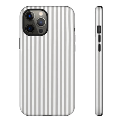 Tough Premium Ash Grey Stripes Phone Case Gift for Her - For Apple iPhone 16 Pro Max 16e iPhone 15 Pro iPhone Iphone 14 Plus 13 Pro 12 SE XR - Studio40ParkLane