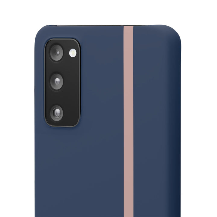 Sleek Navy Blue Pink Stripe Snap Phone Case for iPhone 18 17 16 15 14 13 Pro Max, Samsung Galaxy S26 S25 Ultra Lightweight Cute Phone Case - Studio40ParkLane