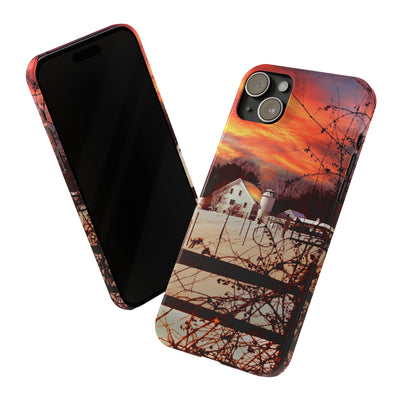 Slim Cute Phone Cases for Iphone - | iPhone 15 Case | iPhone 15 Pro Max Case, Iphone 14 Case, Iphone 14 Pro Max, Iphone 13, New England Winter Sunset