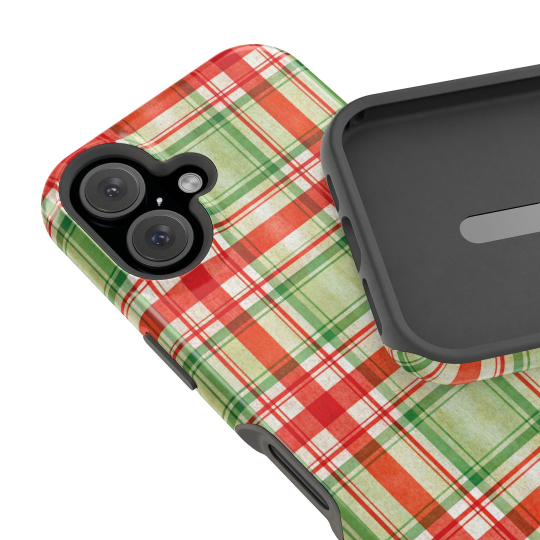 Aesthetic Tough Magsafe Red Green Checkered Phone Case - For iPhone 17 Pro Max iPhone 16 Pro iPhone 15 Iphone 14 Plus 13 Pro 12 11 10 - Studio40ParkLane