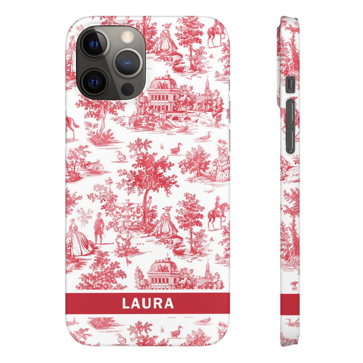 Snap French Toile Personalized Initial Custom Gift for Her Cute Phone Cases for Samsung S24, S23, S22, S21, S20, Plus and Ultra and Iphone, 16, 15, 14, 13, 12, 11. 10 - Studio40ParkLane