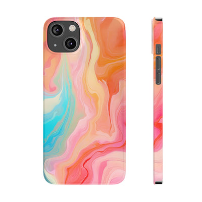 Slim Blue Pink Orange Marbled Cute Phone Cases for Iphone 16 Pro Max | iPhone 15 Case | iPhone 15 Pro Max Case, Iphone 14, Iphone 14 Pro Max, Iphone 13 12 11 8 7