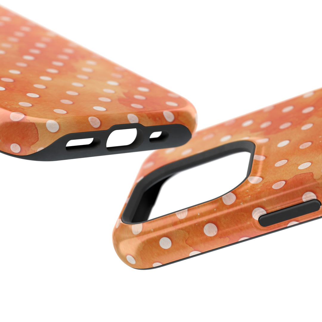Aesthetic Tough Magsafe Orange Polka Dots Phone Case - For iPhone 17 Pro Max iPhone 16 Pro iPhone 15 Iphone 14 Plus 13 Pro 12 11 10 XR - Studio40ParkLane