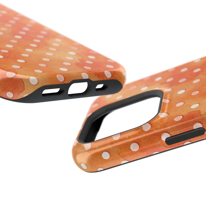 Aesthetic Tough Magsafe Orange Polka Dots Phone Case - For iPhone 17 Pro Max iPhone 16 Pro iPhone 15 Iphone 14 Plus 13 Pro 12 11 10 XR - Studio40ParkLane