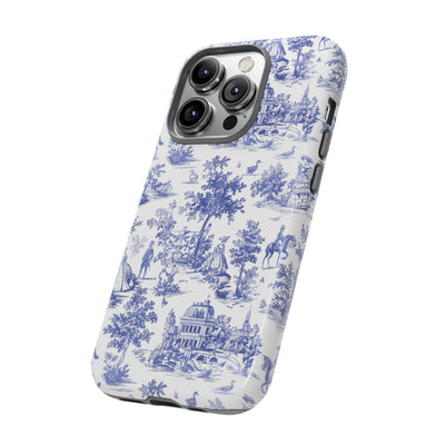 Premium Tough Blue French Toile Gift for Her Cute Phone Cases for Samsung and Iphone, 16, 15, 14, S24, S23, S22, S21, S20, Plus, Ultra, Pro