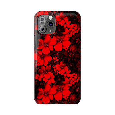 Slim Cute iPhone Cases - | iPhone 15 Case | iPhone 15 Pro Max Case, Iphone 14 Case, Iphone 14 Pro Max, Iphone 13, Red Black Flowers