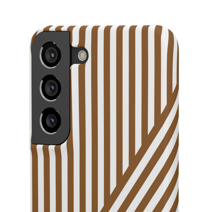 Aesthetic Mocha Brown Stripes Cute Phone Case Sleek Snap - For iPhone 17 Pro Max iPhone 16 Pro iPhone 15 Iphone 14 Plus 13 Pro 12 11 10 Gift - Studio40ParkLane
