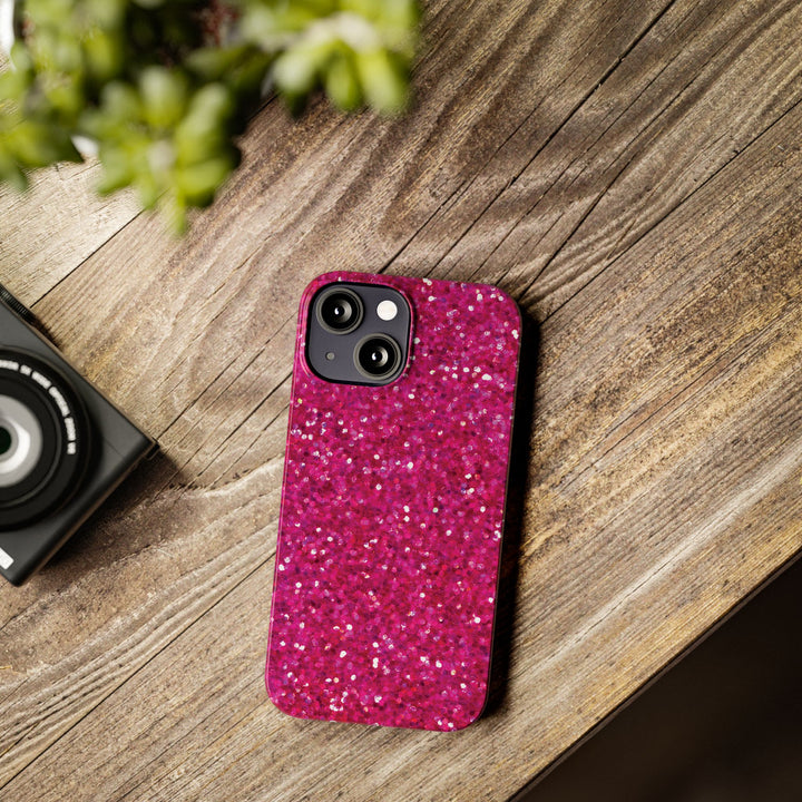 Slim Muted Pink Faux Play on Glitter Effect Cute Phone Cases for Iphone 16 Pro Max | iPhone 15 Case | iPhone 15 Pro Max Case, Iphone 14, Iphone 14 Pro Max, Iphone 13 12 11 8 7 - Studio40ParkLane