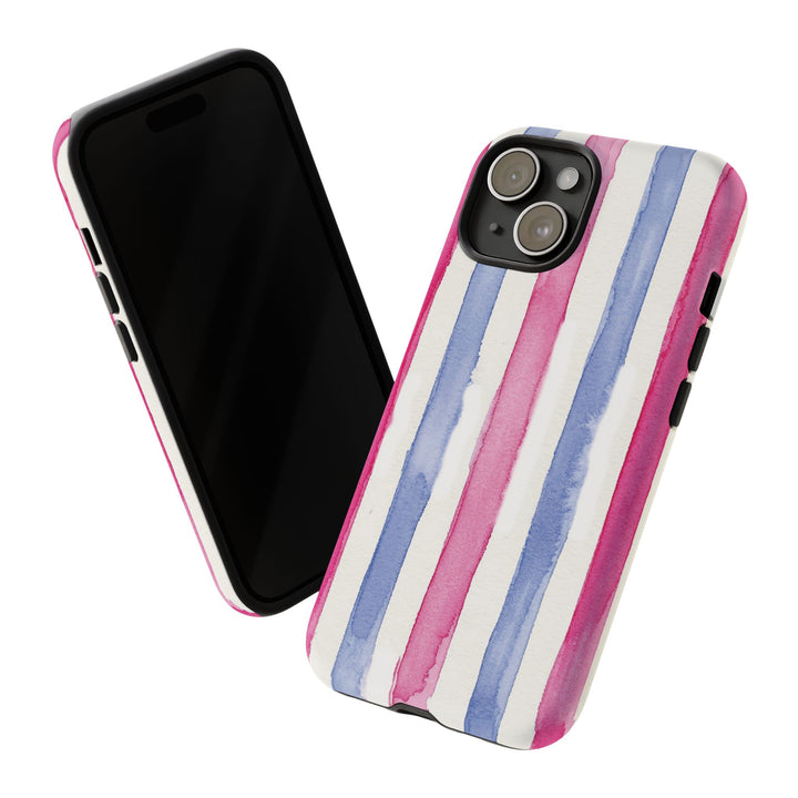 Tough Cute Pink Blue Stripes Phone Case, for IPhone 17 Pro Max | Iphone 17 Air, Iphone 16, IPhone 15, 14 13 12, Samsung Galaxy S26, S25, S24, S23 - Studio40ParkLane