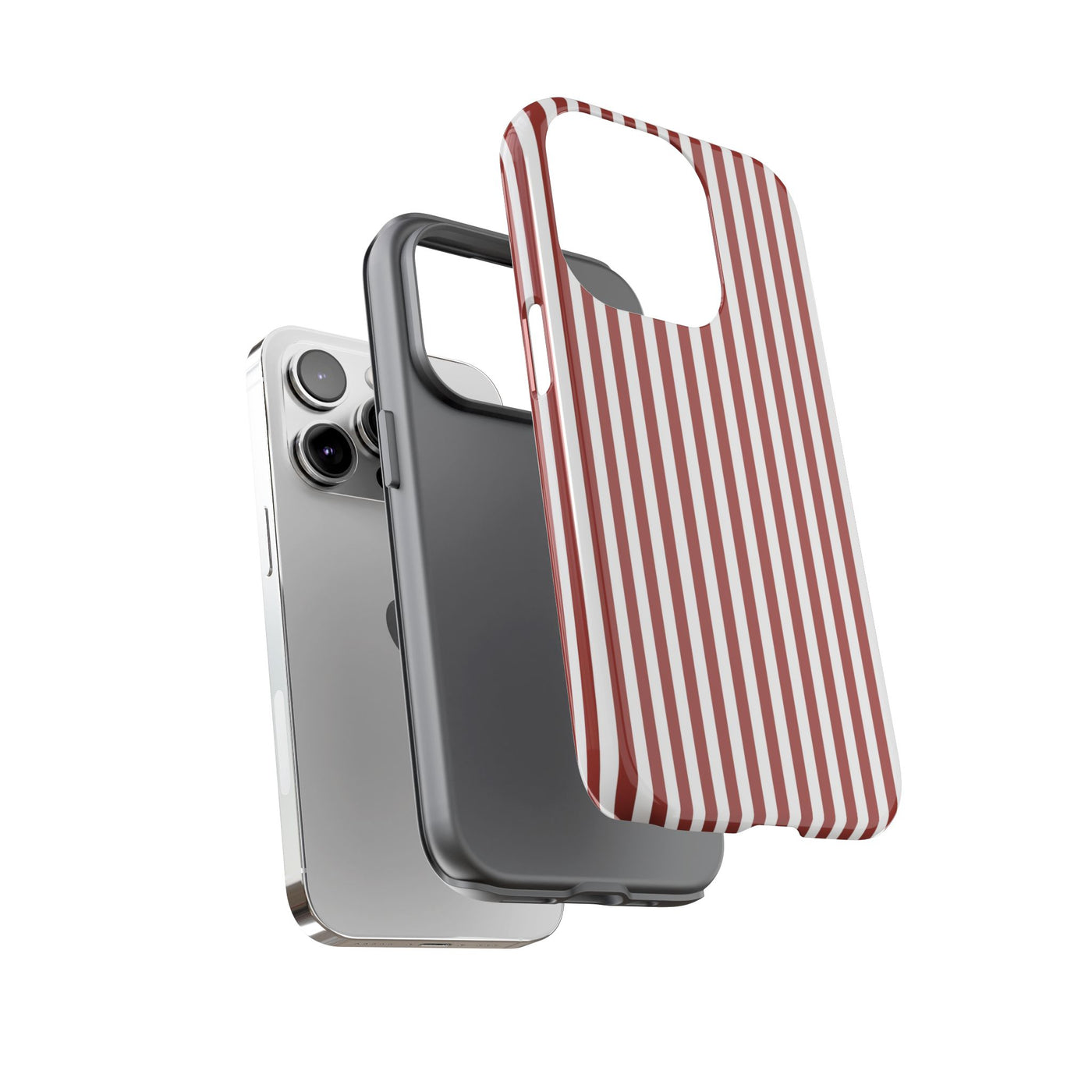 Tough Premium Red Stripes Phone Case Gift for Her - For Apple iPhone 16 Pro Max 16e iPhone 15 Pro iPhone Iphone 14 Plus 13 Pro 12 SE XR - Studio40ParkLane