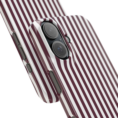 Slim Burgundy Wine Striped Cute Phone Case for Iphone 16 - | iPhone 15 Pro Max Case | iPhone 14 Case Iphone 13 12 11 10 9 8 7 Gift for Her - Studio40ParkLane