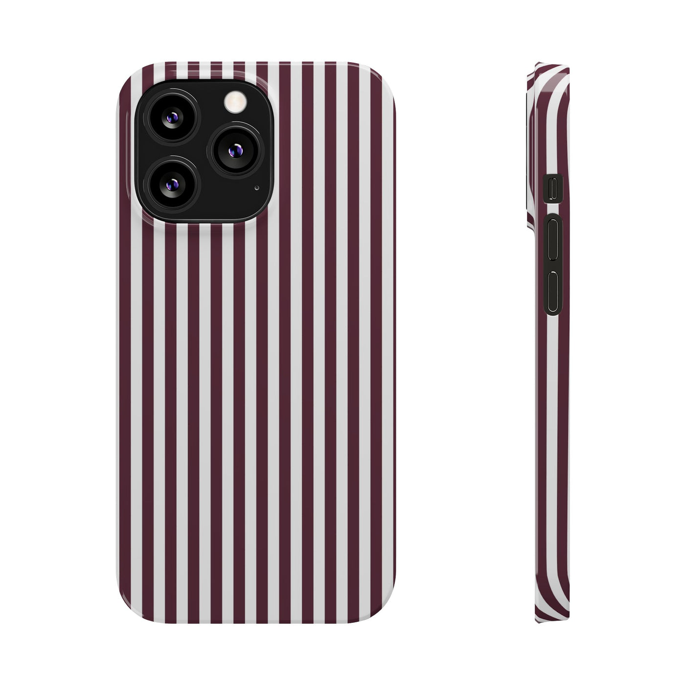 Slim Burgundy Wine Striped Cute Phone Case for Iphone 16 - | iPhone 15 Pro Max Case | iPhone 14 Case Iphone 13 12 11 10 9 8 7 Gift for Her - Studio40ParkLane