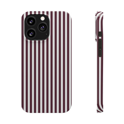 Slim Burgundy Wine Striped Cute Phone Case for Iphone 16 - | iPhone 15 Pro Max Case | iPhone 14 Case Iphone 13 12 11 10 9 8 7 Gift for Her - Studio40ParkLane