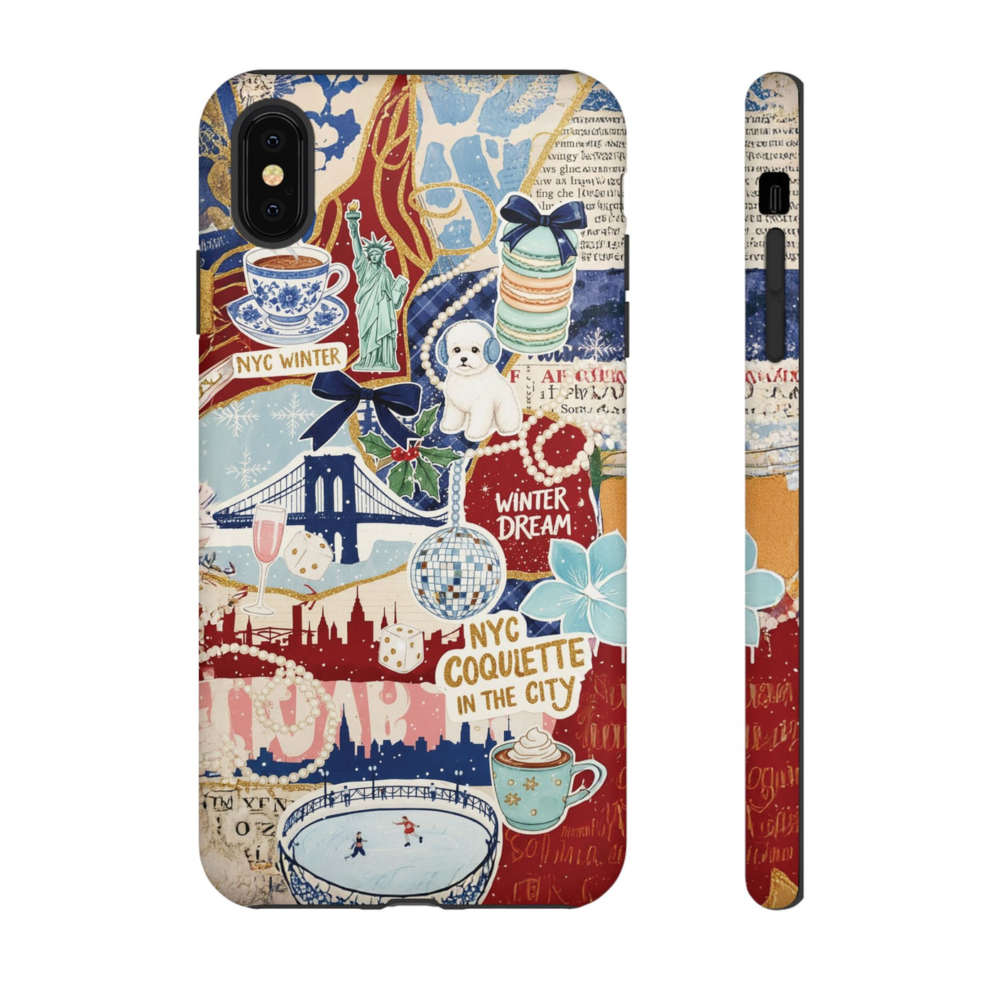 New York Winter Coquette Collage Tough Premium Phone Case - For iPhone 17 Pro Max iPhone 16 Pro iPhone 15 Iphone 14 Plus 13 Pro 12 11 10 XR