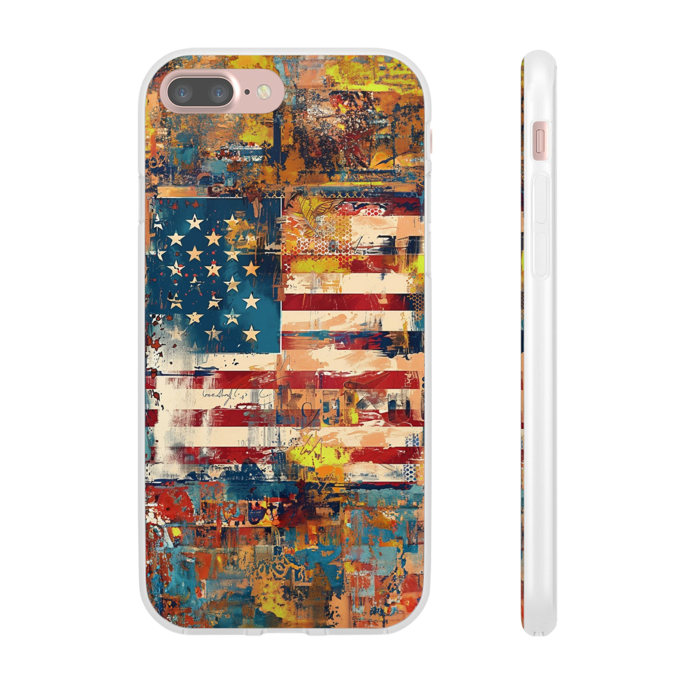 Cute Flexi Phone Cases, US Flag Abstract, Compatible with Samsung Galaxy S23, Samsung S22, Samsung S21, Samsung S20, Galaxy S20 Ultra