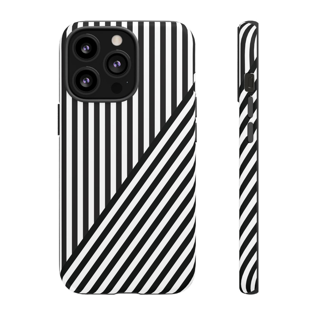 Aesthetic Tough Black White Stripes Phone Case - For iPhone 17 Pro Max iPhone 16 Pro iPhone 15 Iphone 14 Plus 13 Pro 12 11 10 XR - Studio40ParkLane