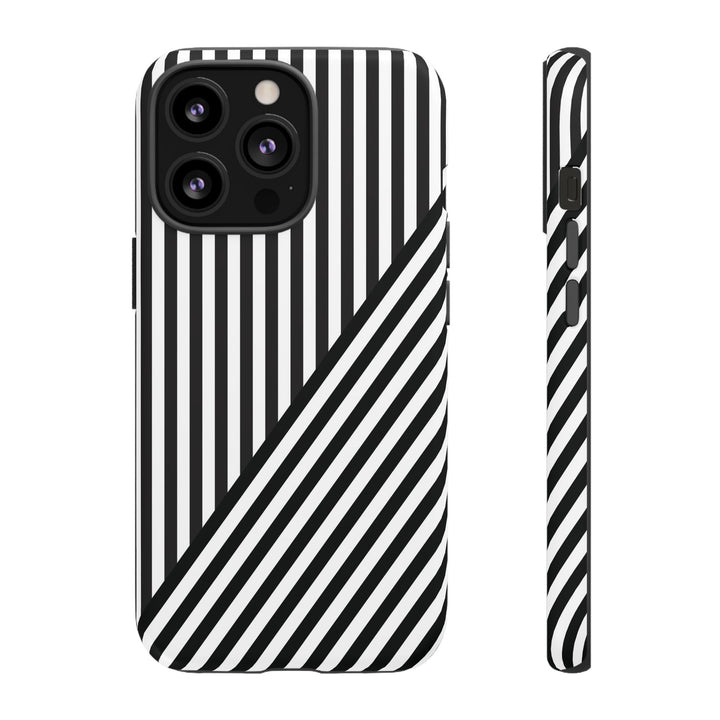 Aesthetic Tough Black White Stripes Phone Case - For iPhone 17 Pro Max iPhone 16 Pro iPhone 15 Iphone 14 Plus 13 Pro 12 11 10 XR - Studio40ParkLane