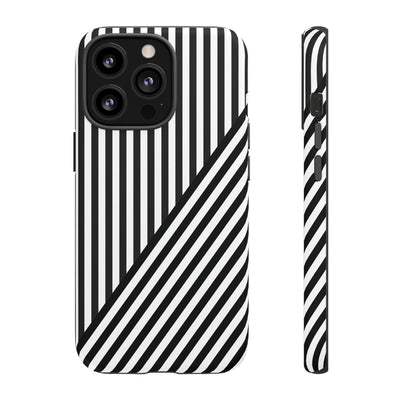 Aesthetic Tough Black White Stripes Phone Case - For iPhone 17 Pro Max iPhone 16 Pro iPhone 15 Iphone 14 Plus 13 Pro 12 11 10 XR - Studio40ParkLane