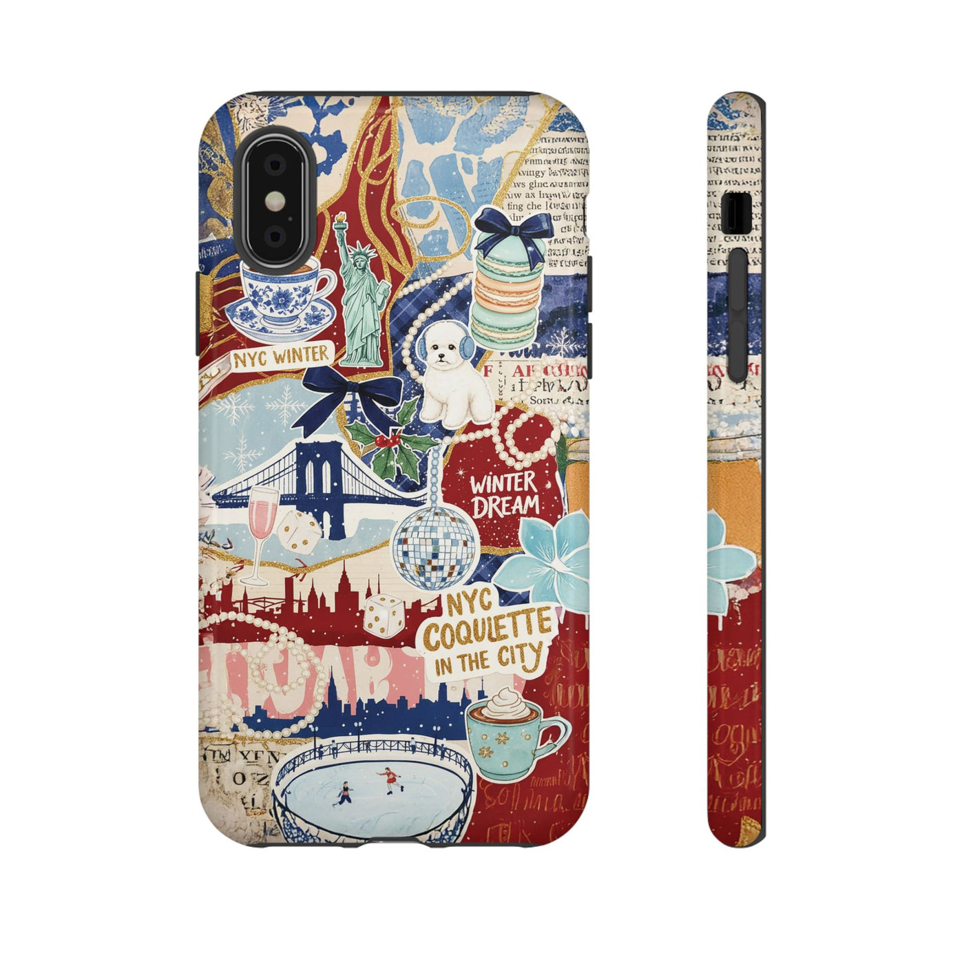 New York Winter Coquette Collage Tough Premium Phone Case - For iPhone 17 Pro Max iPhone 16 Pro iPhone 15 Iphone 14 Plus 13 Pro 12 11 10 XR