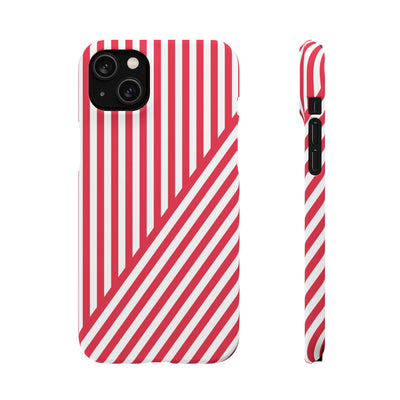 Aesthetic Winterberry Red Stripes Cute Phone Case Sleek Snap - For iPhone 17 Pro Max iPhone 16 Pro iPhone 15 Iphone 14 Plus 13 Pro 12 11 10 Gift - Studio40ParkLane