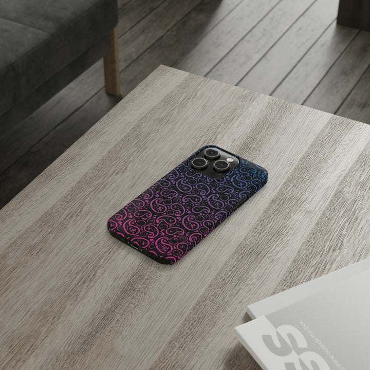 Slim Cute Phone Cases for Iphone - | iPhone 15 Case | iPhone 15 Pro Max Case, Iphone 14 Case, Iphone 14 Pro Max, Iphone 13, Paisley Blue Pink Black - Studio40ParkLane