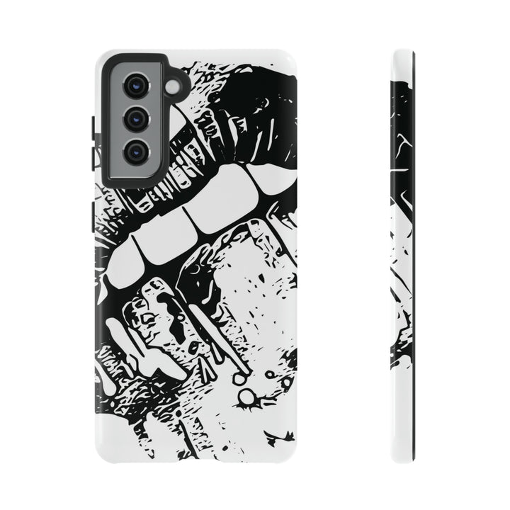 Cute Samsung Phone Case | Aesthetic Samsung Phone Case | Smile Lips Black White | Galaxy S23, S22, S21, S20 | Luxury Double Layer | Cool - Studio40ParkLane