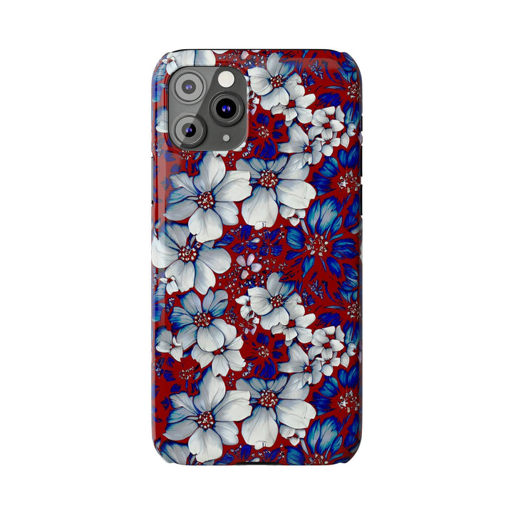 Slim Cute Phone Cases for Iphone - | iPhone 15 Case | iPhone 15 Pro Max Case, Iphone 14 Case, Iphone 14 Pro Max, Iphone 13, Red Blue Flowers - Studio40ParkLane