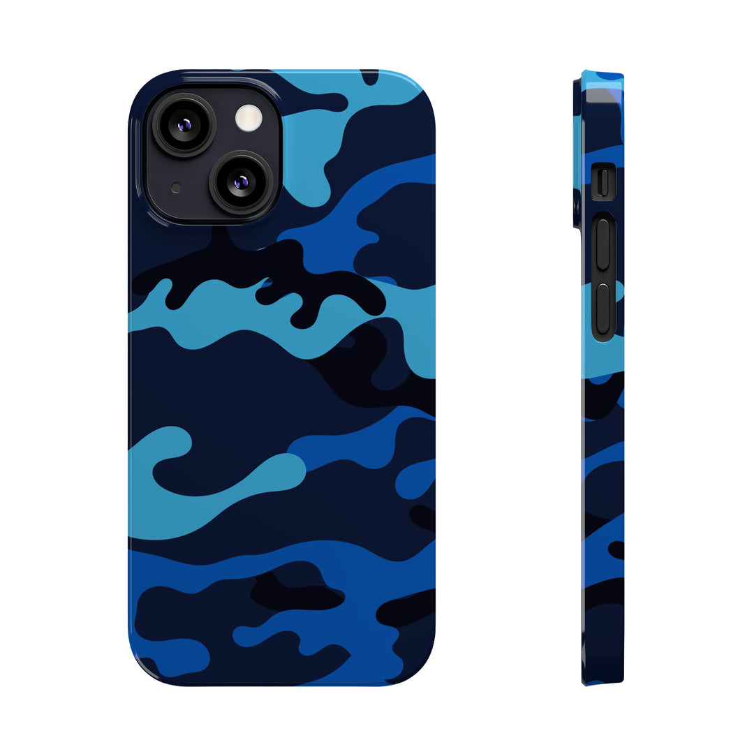 Slim Cute Phone Cases for Iphone - | iPhone 15 Case | iPhone 15 Pro Max Case, Iphone 14 Case, Iphone 14 Pro Max, Iphone 13, Blue Camouflage - Studio40ParkLane