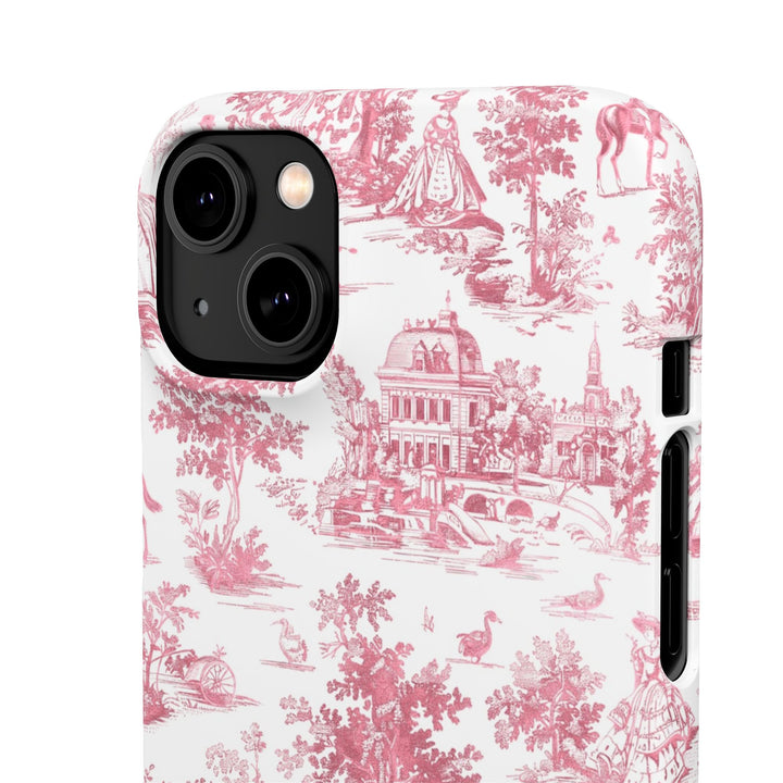 Sleek Snap Pink French Toile Cute Phone Case for iPhone 16 15 14 13 12 11 X Xs Max Xr Pro Plus Samsung Galaxy S24 S23 S22 S21 S20 Note Ultra